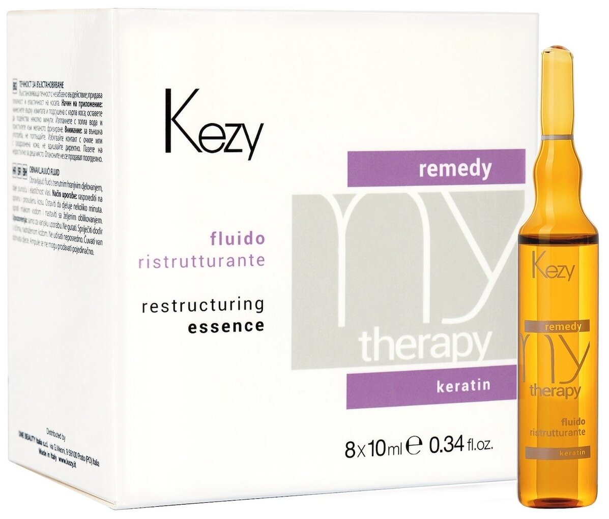 KEZY Mytherapy Restructuring Essence Флюид для волос реструктурирующий с кератином, ампулы 8шт*10мл