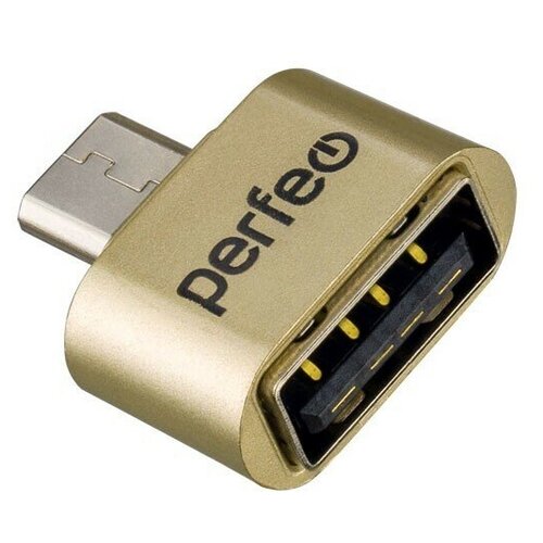 Адаптер Perfeo USB на micro USB c OTG (PF-VI-O011 Gold) золотой
