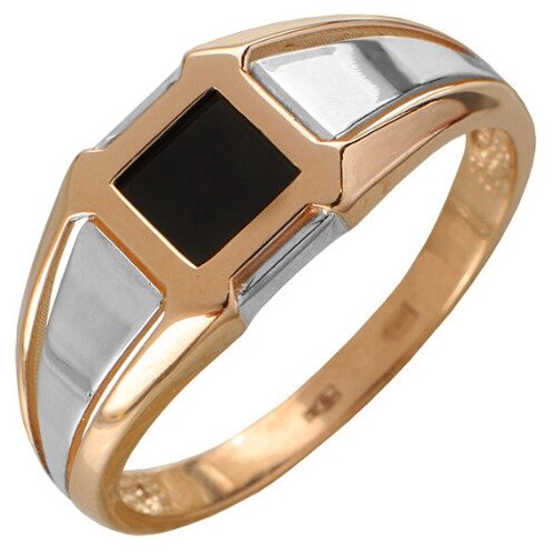 фото Кольцо sanis красное золото, 585 проба, оникс, размер 20.5 санис