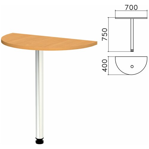 Стол приставной полукруг «Монолит», 700×400×750 мм, цвет бук бавария (комплект)