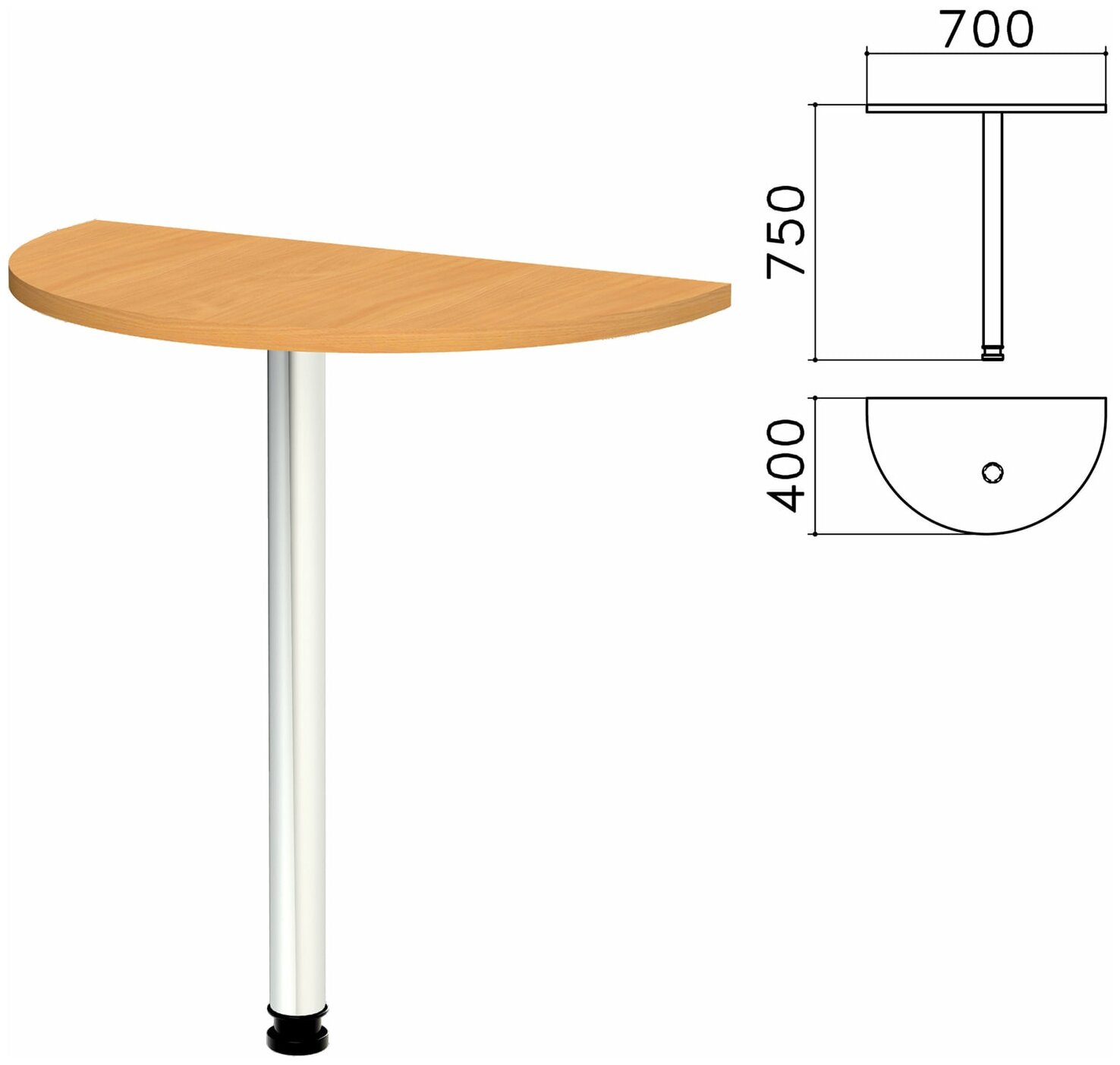 Стол приставной полукруг "Монолит", 700х400х750 мм, цвет бук бавария (комплект)