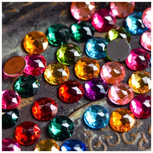 Стразы Пришивные Круглые упаковка 20 шт для рукоделияшитьядекора одежды цветовой микс 15х5 мм 1005₽