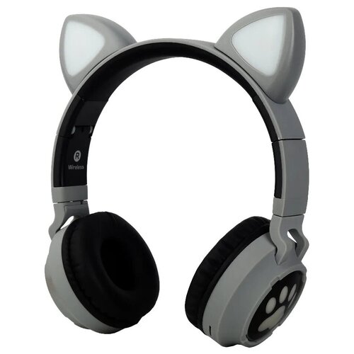 фото Cat ear headphones b-30 беспроводные bluetooth наушники кошачьи ушки, лапки светящиеся / наушники беспроводные детские / наушники светящиеся детские кошка catearhp