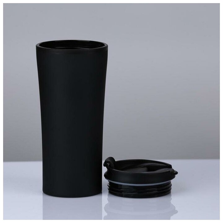 Термокружка для кофе, чая, напитков TAKE IT EASY "Элли", термостакан, цвет черный, сохраняет тепло 2 ч, объем 450 мл, размер 19х8 см - фотография № 2
