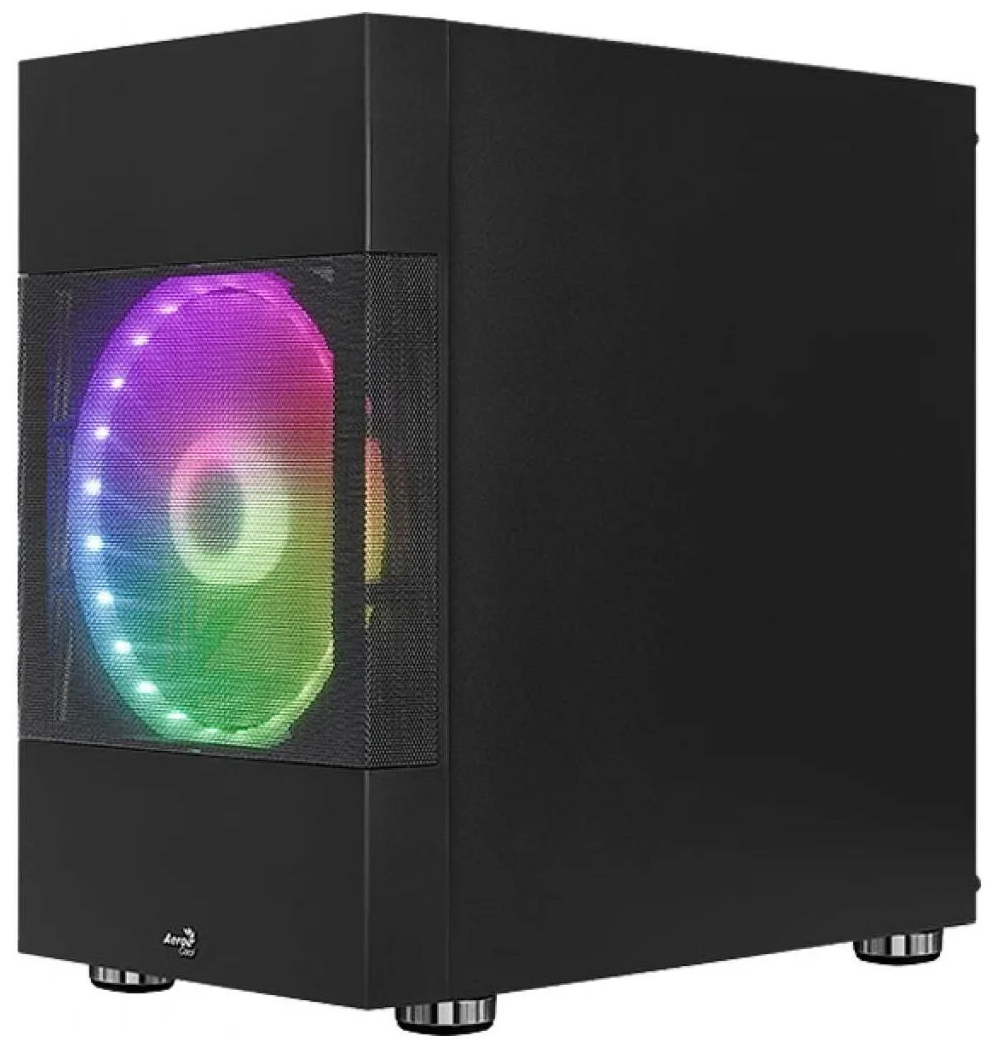 Корпус mATX AeroCool 4710562755893 черный, без БП, боковая панель из закалённого стекла, 2*USB 3.0, audio - фото №3