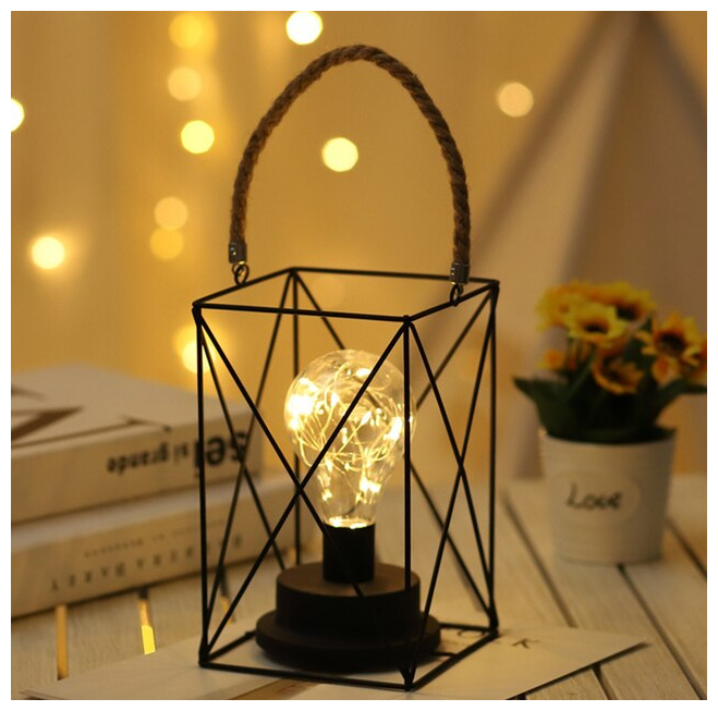 Настольный светодиодный светильник ночник (настольная лампа) в стиле лофт Emilion Loft Cube LED на батарейках 3xAA (Черный)