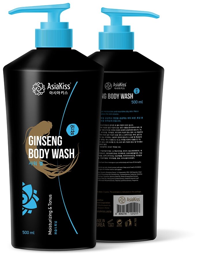 Гель для душа AsiaKiss ginseng body wash с экстрактом женьшеня 500мл AsiaKiss International Corporation - фото №2