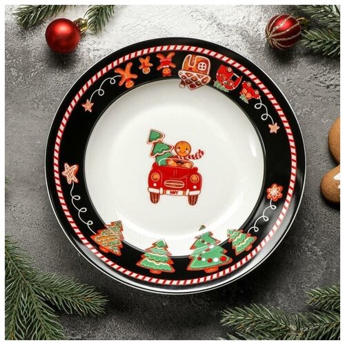 фото Magistro тарелка суповая magistro «новый год. пряничное волшебство», d=20,2 см