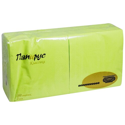 Салфетка бумажная салатовая 24х24 см 2-сл 200 шт/уп папирус 1 уп