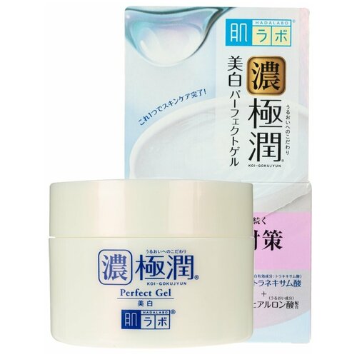 Rohto HADALABO Koi-Gokujyun Perfect Gel Гиалуроновый гель для лица выравнивающий тон кожи 100 гр. rohto hadalabo koi gokujyun 3d restoration perfect gel антивозрастной гель для лица 100 гр