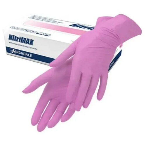 Перчатки виниловые Nitrimax, размер S, 50 пар, розовые