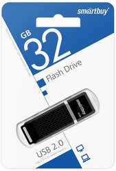 Флеш-накопитель USB 2.0 Smartbuy 32GB Quartz series Black (SB32GBQZ-K)