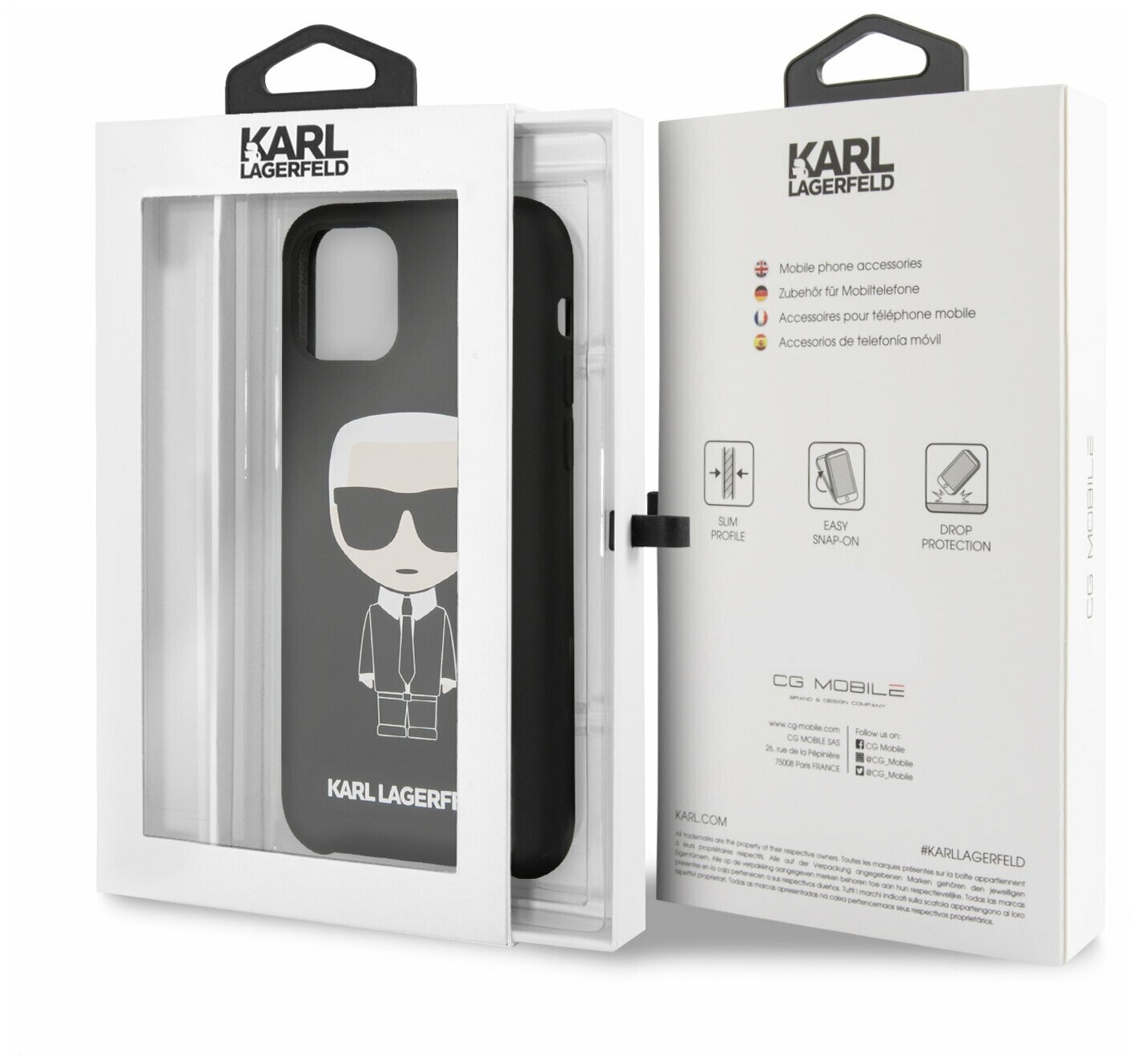 Чехол Lagerfeld для iPhone 11 Liquid silicone Iconic Karl Hard Black