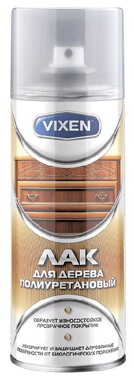 Лак для дерева 520 мл аэрозоль VIXEN полиуретановый VX-24005 LM