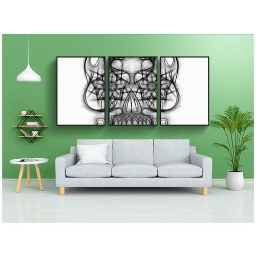 фото Набор модулных постеров для интерьера "череп и скрещенные кости, рисование, карандаш" 60x90 см. в тубусе, без рамки lotsprints