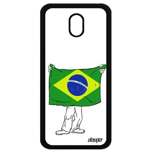 фото Защитный чехол на // samsung galaxy j3 2017 // "флаг бразилии с руками" государственный патриот, utaupia, белый