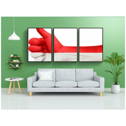 фото Набор модулных постеров для интерьера "индонезия, флаг, рука" 60x90 см. в тубусе, без рамки lotsprints