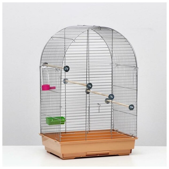 Клетка для птиц "" №101, хром , укомплектованная, бежевая, 41 х 30 х 65 см - фотография № 1