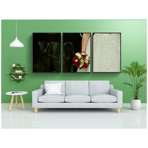 фото Набор модулных постеров для интерьера "букет невесты, невеста, свадьба" 60x90 см. в тубусе, без рамки lotsprints