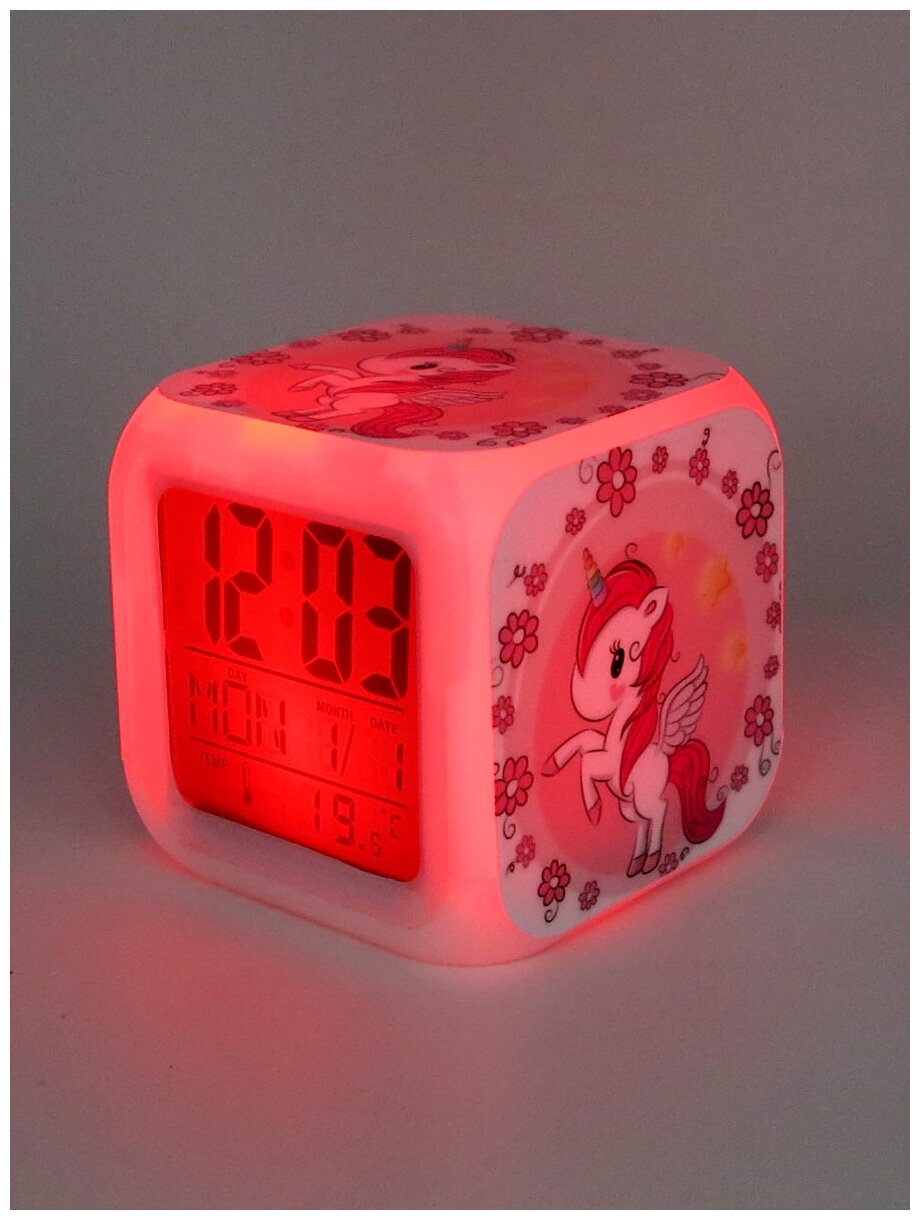 Часы-будильник Единорог с подсветкой №14 - фотография № 4