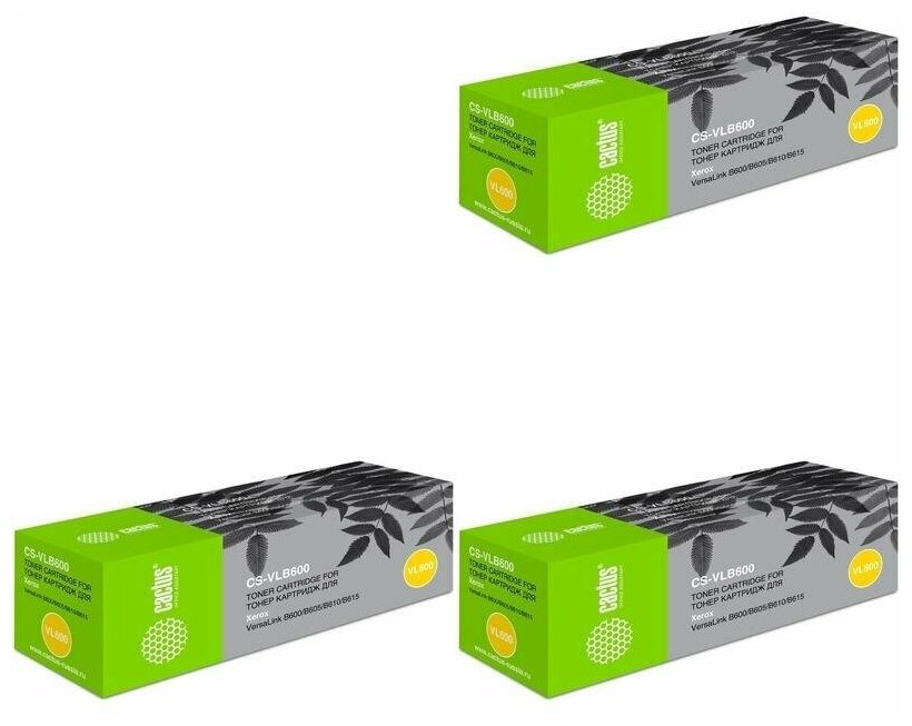 Cactus Картриджи комплектом совместимые Кактус Cactus CS-VLB600 3 Pack 1407114-3PK 106R03943 черный 77.7K