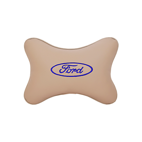 фото Подушка на подголовник экокожа beige (синяя) с логотипом автомобиля ford vital technologies