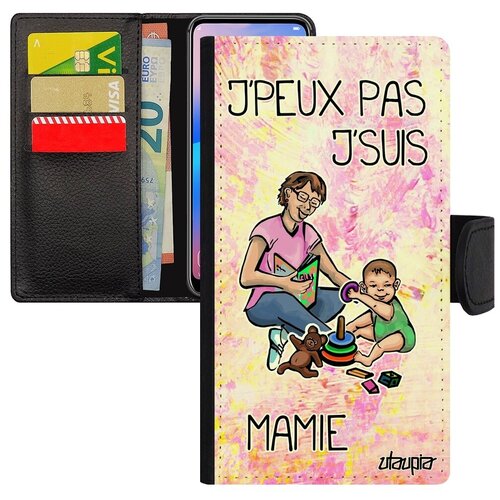 фото Стильный чехол-книжка для смарфона // apple iphone x // "не могу - стала бабушкой!" юмор картинка, utaupia, светло-розовый