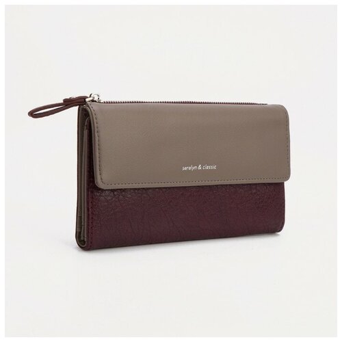 фото Кошелёк женский, 3 отдела на кнопке, цвет бордовый/серый нет бренда