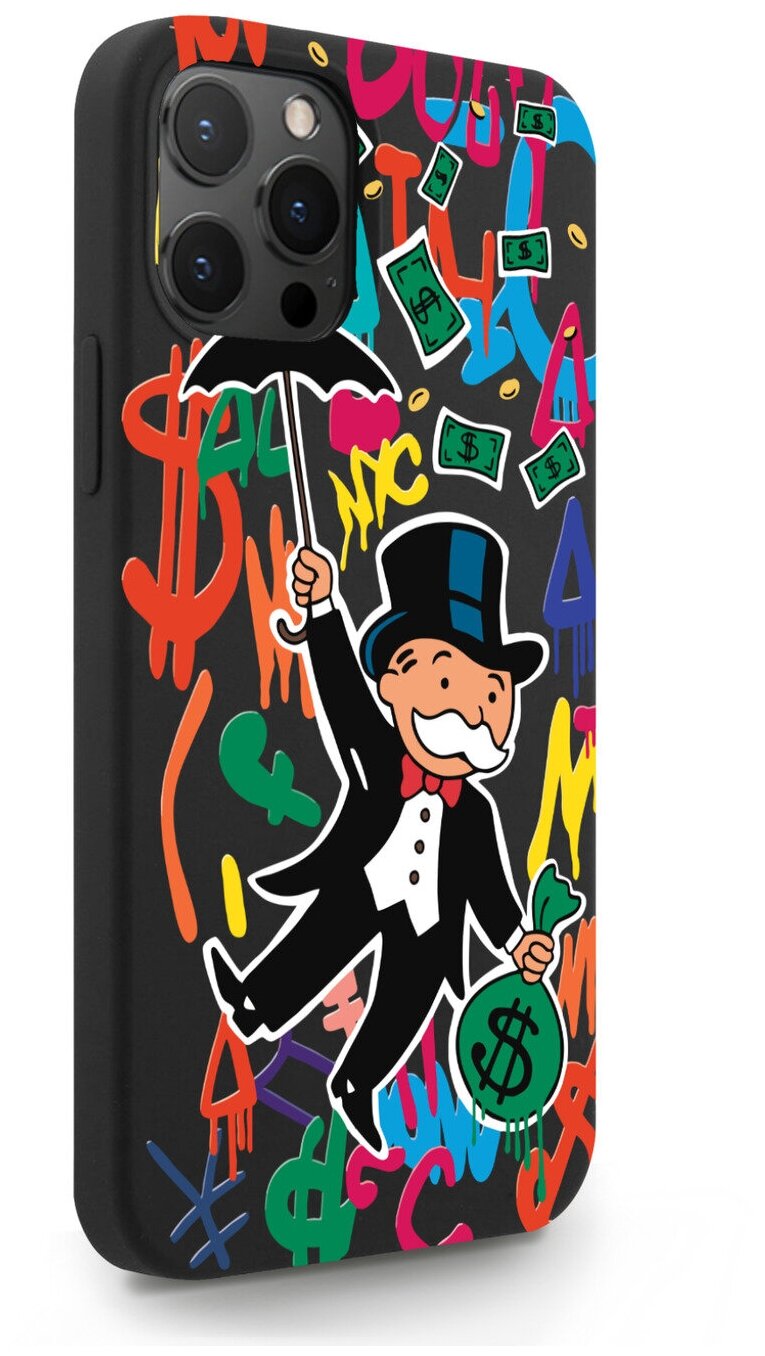 Черный силиконовый чехол MustHaveCase для iPhone 12 Pro Max Rich uncle PennyBags/ Богатенький дядюшка толстосум для Айфон 12 Про Макс Противоударный