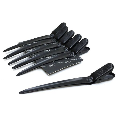 Gera Professional, Зажим металлический цвет черный, 4 штуки в упаковке