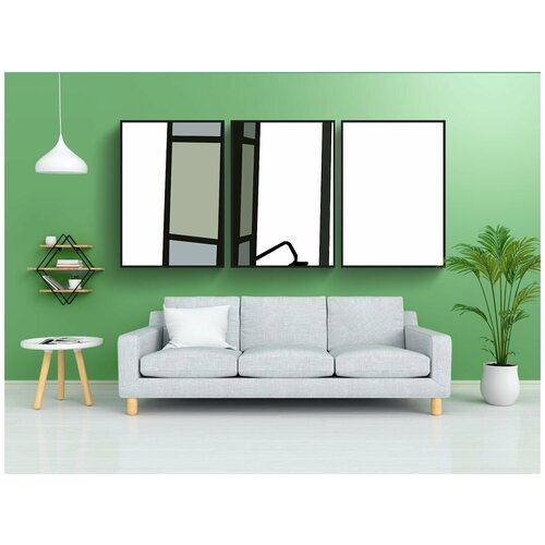 фото Набор модулных постеров для интерьера "автобусная остановка, общественный транспорт, автобус" 60x90 см. в тубусе, без рамки lotsprints