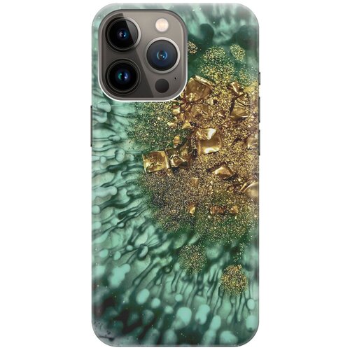 фото Силиконовый чехол на apple iphone 13 pro max / эпл айфон 13 про макс с принтом "золото и изумрудные краски gosso