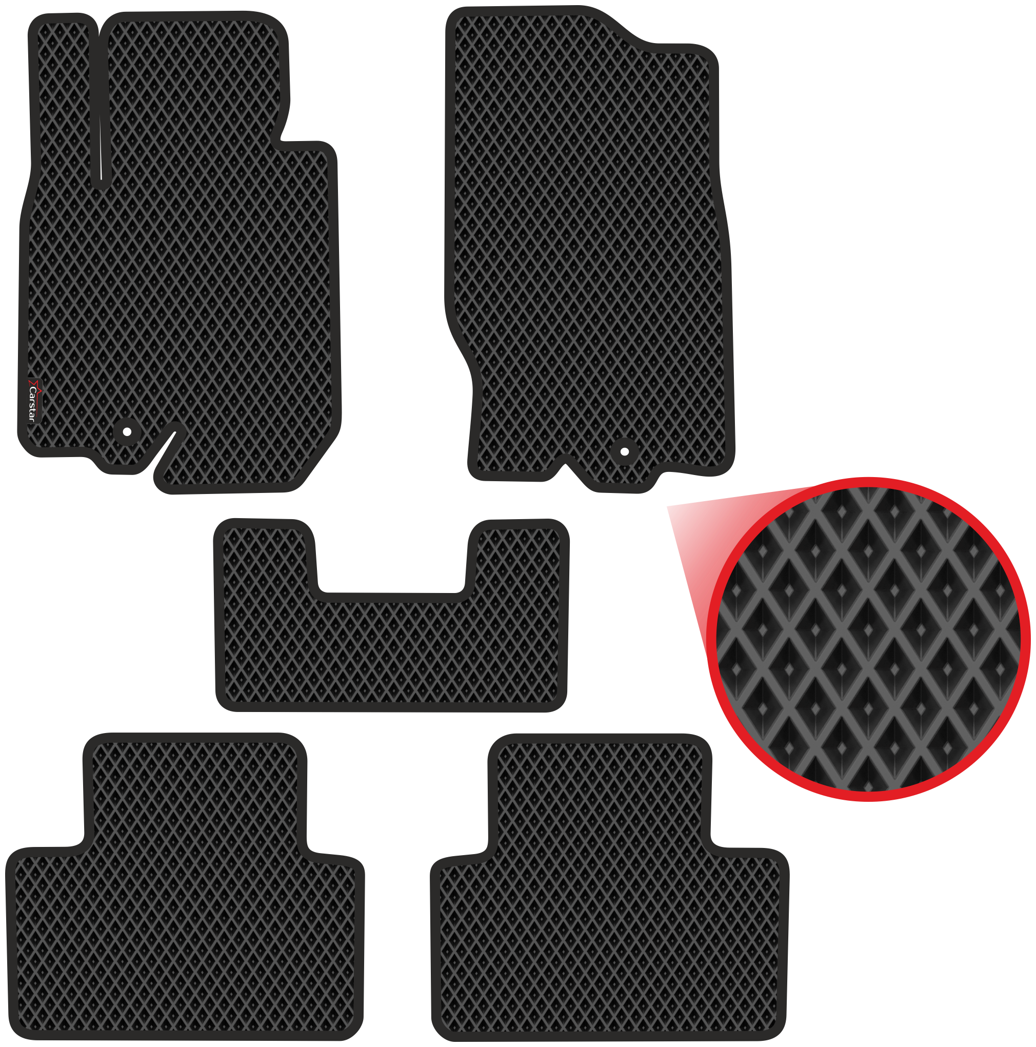 Автомобильные коврики EVA для Infiniti FX II (2008-2014) чёрные с чёрным кантом ячейка - ромб