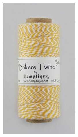 Шнур Bakers Twine на катушке, 2 х 2 нити, 1мм, 125 м, 50 г 125 м желто-белый 2 х 2 нити, 1 мм HEMPTIQUE BTS2YEL-WH