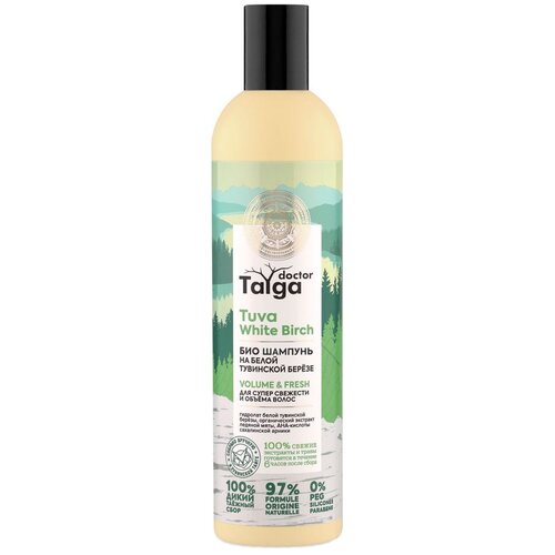 Natura Siberica био шампунь для супер свежести и объема волос Doctor Taiga Tuva White Birch Volume  Fresh, 400 мл
