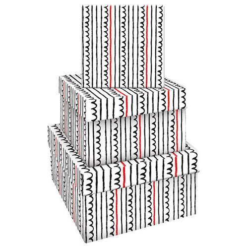 фото Набор квадратных коробок 3в1, meshu "spirals and lines", (19,5*19,5*11-15,5*15,5*9см)