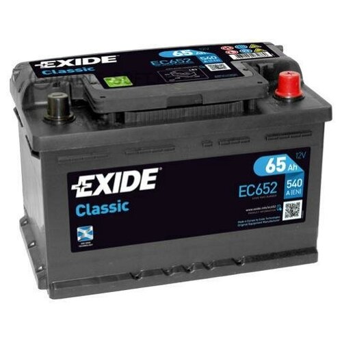 Акб classic 65ah 540a 278x175x175 (-+), exide, ec652 exide 12n5 5 3b