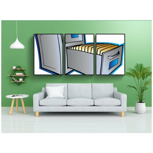 фото Набор модулных постеров для интерьера "кабинет, данные, файл" 60x90 см. в тубусе, без рамки lotsprints