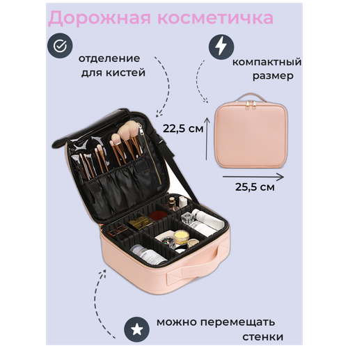 Косметичка 22.5х9.5х25.5 см, розовый