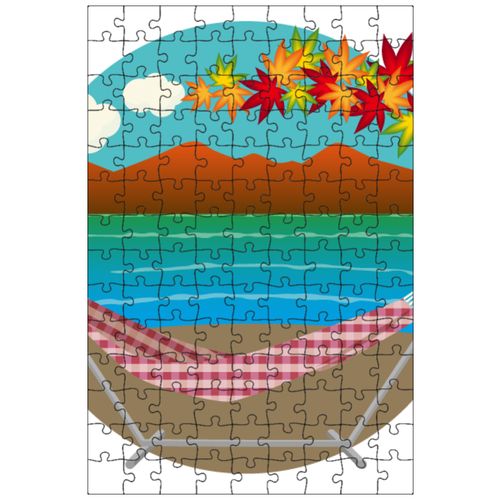 фото Магнитный пазл 27x18см."гамак, листья, озеро" на холодильник lotsprints