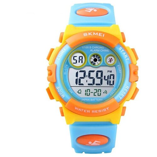 Часы Skmei/Скмей 1451, детские, секундомер, подсветка, будильник Голубые/Желтые