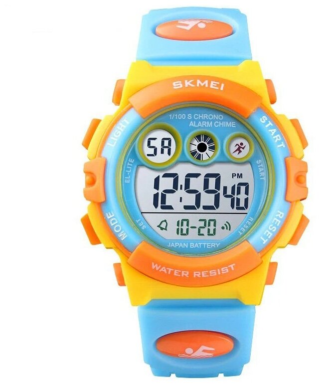 Часы Skmei/Скмей 1451 детские секундомер подсветка будильник Голубые/Желтые