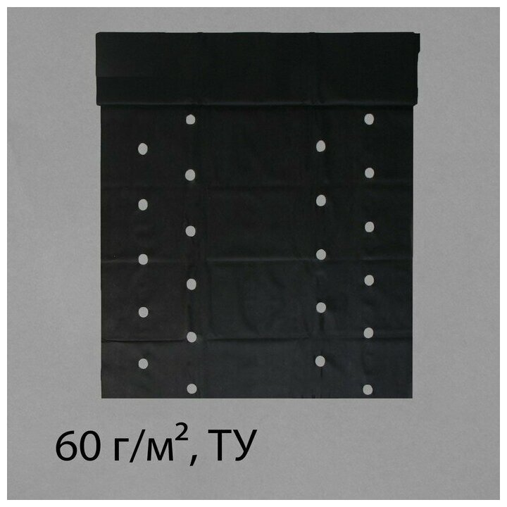 Материал мульчирующий, 10 × 1.6 м, плотность 60 г/м², с УФ-стабилизатором, два ряда перфорации, чёрный
