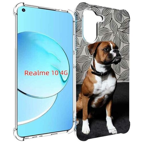 Чехол MyPads боксер собака для Realme 10 задняя-панель-накладка-бампер