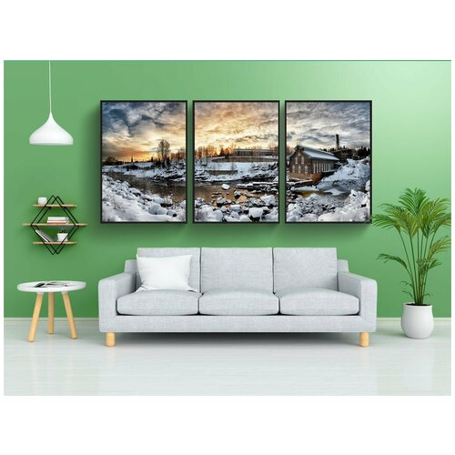 фото Набор модулных постеров для интерьера "пейзаж, зимы, снег" 60x90 см. в тубусе, без рамки lotsprints