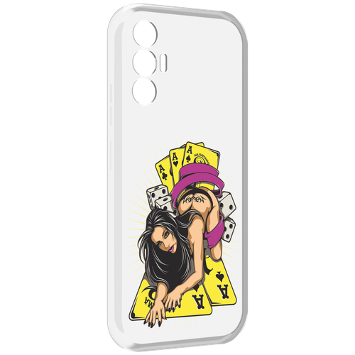 Чехол MyPads нарисованная девушка с игровыми картами для Tecno Pova 3 задняя-панель-накладка-бампер