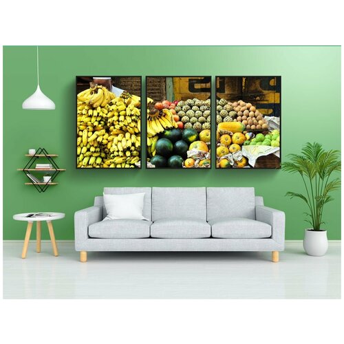 фото Набор модулных постеров для интерьера "индия, рынок, фрукты" 60x90 см. в тубусе, без рамки lotsprints