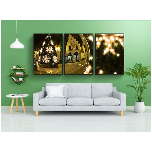 фото Набор модулных постеров для интерьера "рождественская елка, рождество, хрустальный шар" 60x90 см. в тубусе, без рамки lotsprints