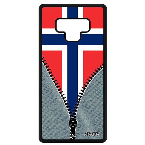 фото Противоударный чехол на // samsung galaxy note 9 // "флаг норвегии на молнии" дизайн стиль, utaupia, серый