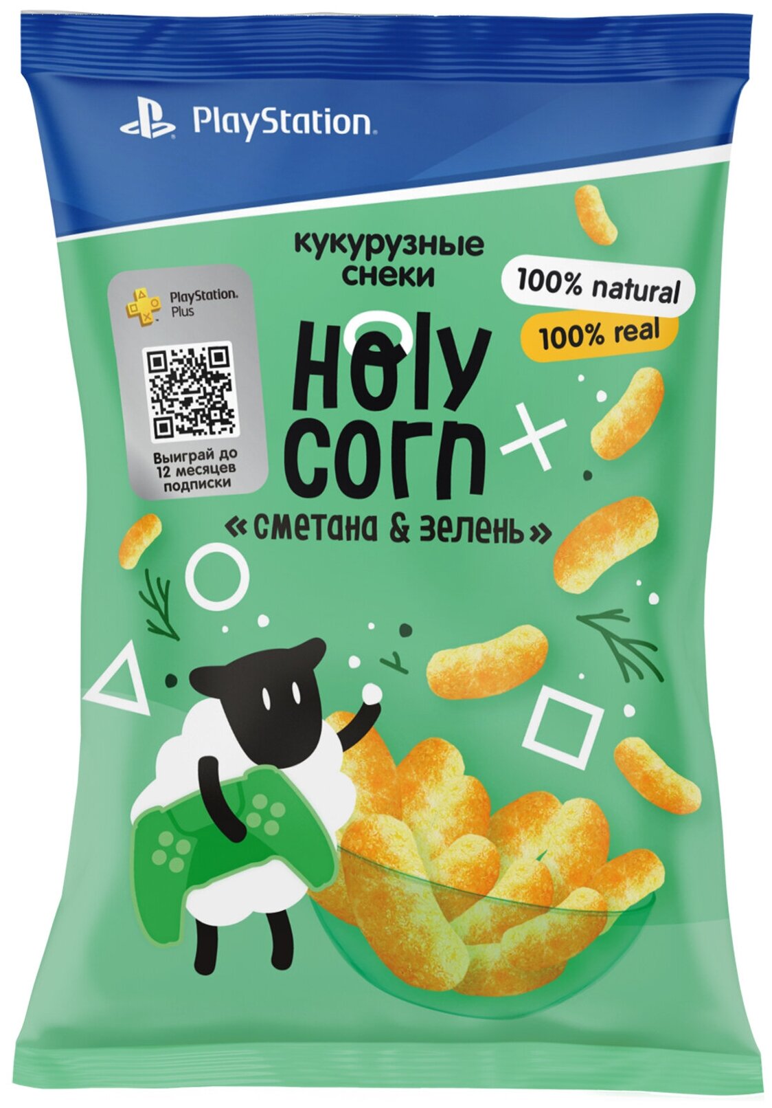 Снеки кукурузные палочки натуральные Holy Corn "Сметана & зелень" 50 г х 6 шт